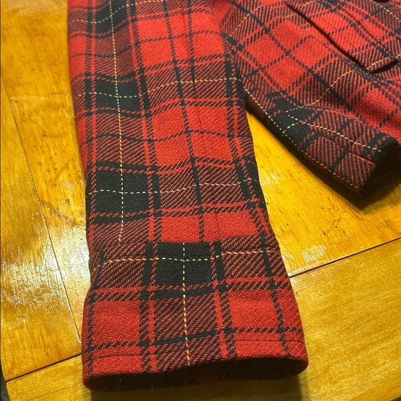 Merona Women’s Double-breasted Pea Coat Red Plaid Wool Lined Size Medium - Picture 8 of 9